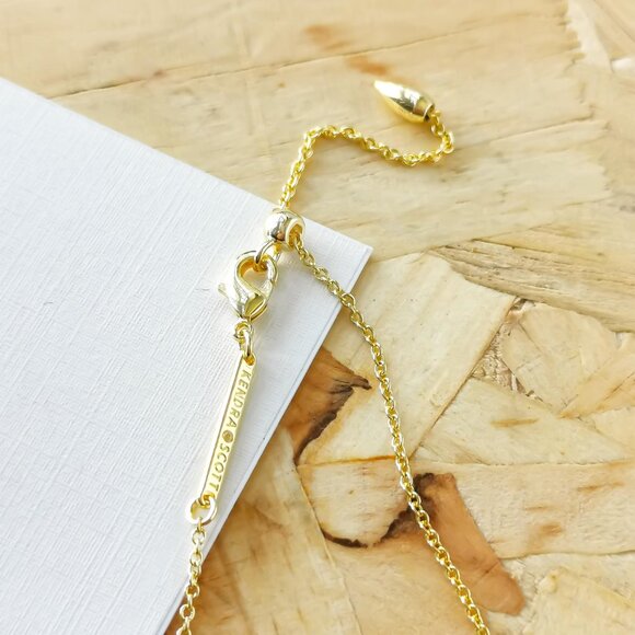 NEW Kendra Scott Haven Heart White Crystal Strand Necklace Gold - Picture 3 of 3